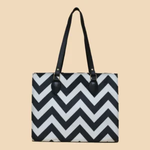 Chevron Black & White Canvas Tote Bag