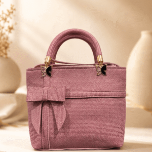Mauve Woven Bow Handbag for Women