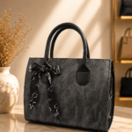 Black Handbag with Twilly Scarf for Women