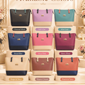 Mauve & Navy 3-Piece Handbag Set