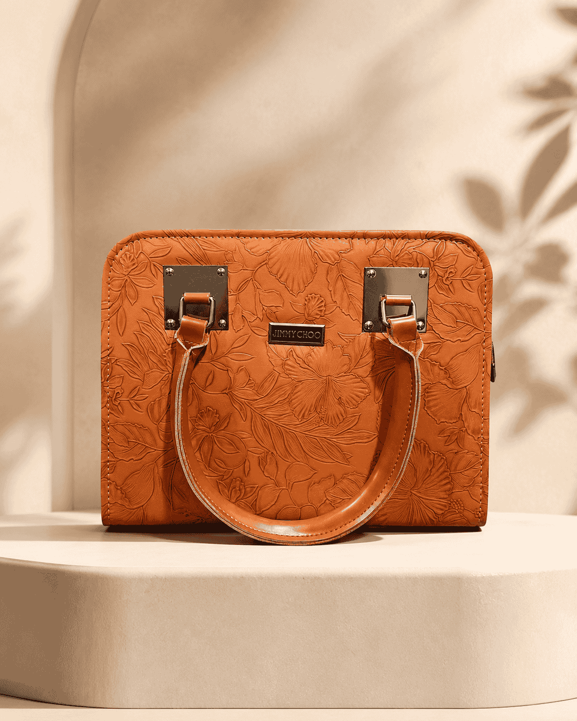 Amber Floral Embossed Handbag