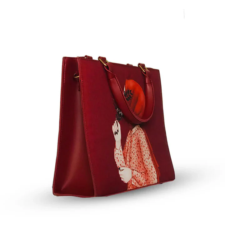 Hijab Girl Red Canvas Tote Bag - Image 2