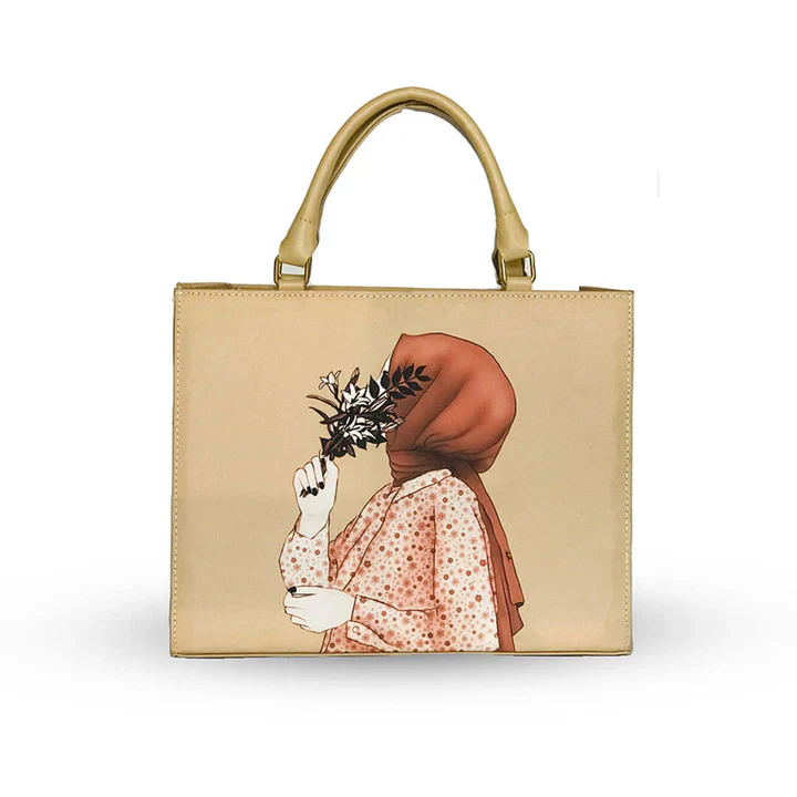 Hijab Girl Beige Canvas Tote Bag - Image 2