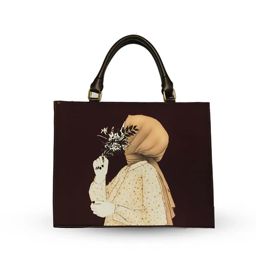 Hijab Girl Dark Brown Canvas Tote Bag - Image 2