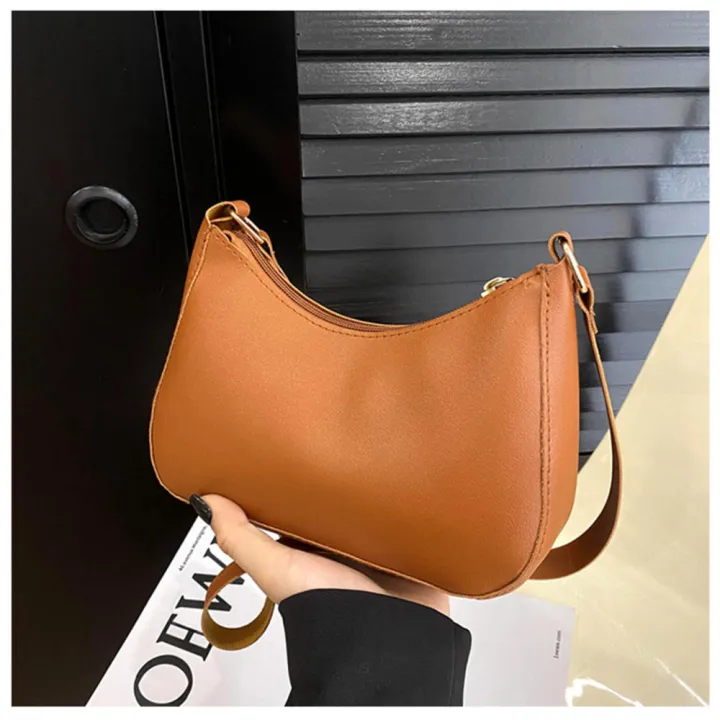 Brown Half Moon Crossbody Bag